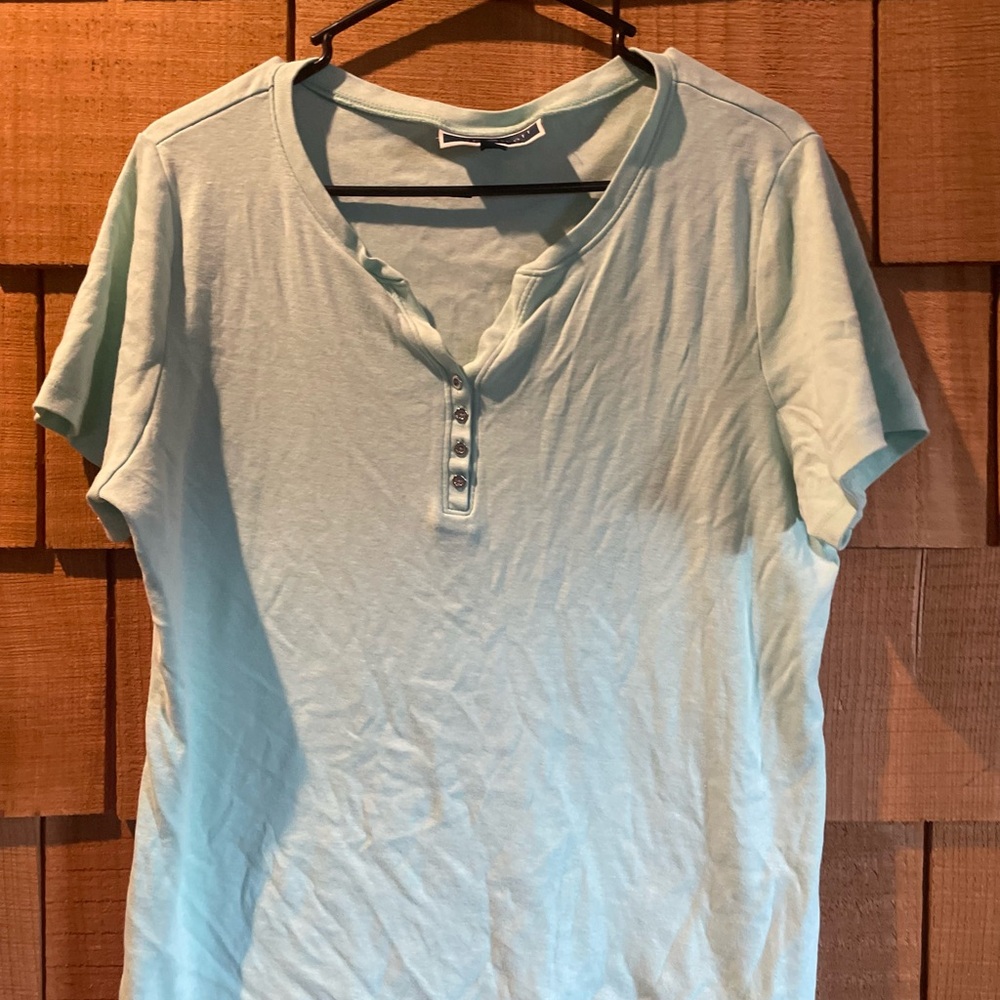 Karen Scott Aqua Short Sleeve Tee